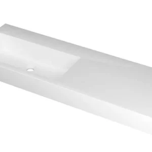 Ink Momento meubelwastafel links 140x45cm - zonder kraangat - Polystone mat wit Betaalbaar