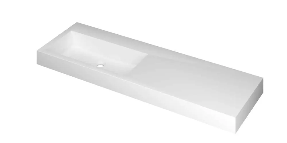 Ink Momento meubelwastafel links 140x45cm - zonder kraangat - Polystone mat wit Betaalbaar