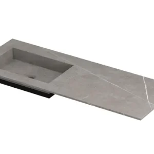 Ink Post Wastafel keramische slab envelop bak links zonder kraangat - Armani grey mat - 1200x450x10 mm (bxdxh) Laatste Kans