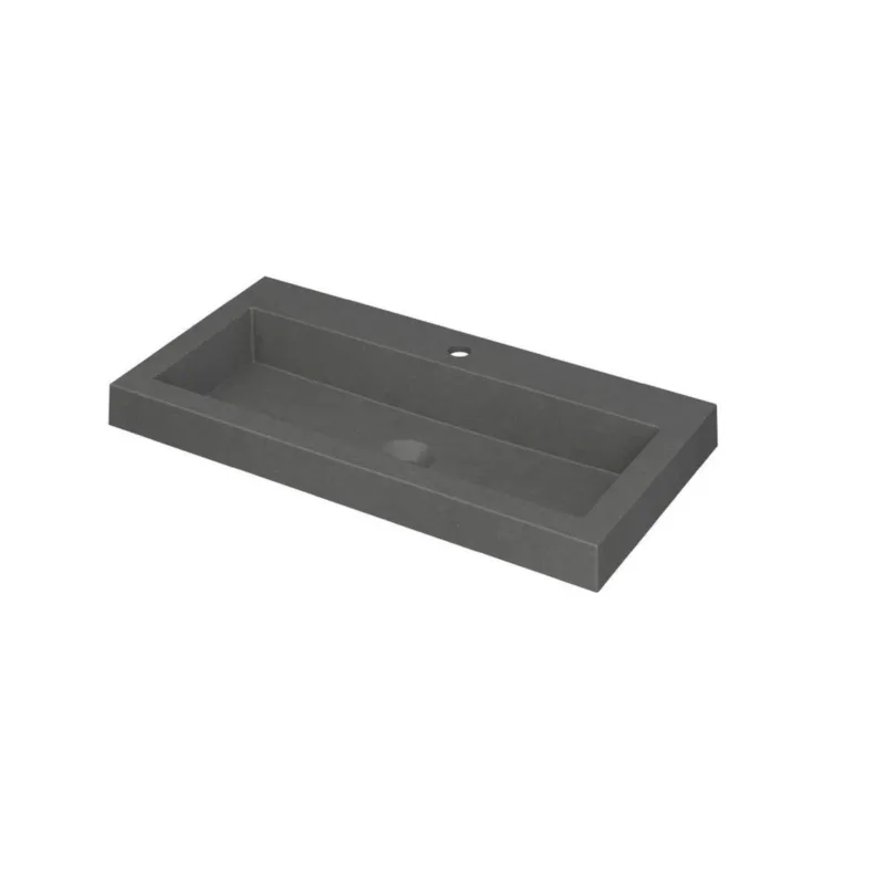 Ink Dock Wastafel Quartz met 1 kraangat - Quartz grijs - 80x40 cm Lage Kosten