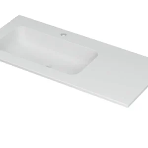 Ink Aspekt meubelwastafel links 100x45cm - 1 kraangat - Porselein mat wit Seizoensaanbieding
