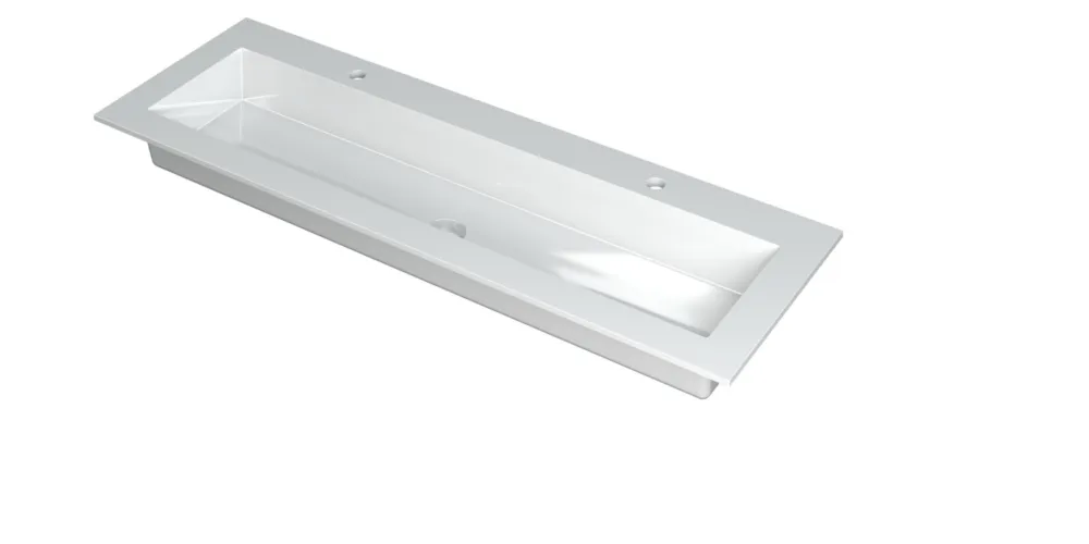 Tijdelijk Beschikbaar Ink Kraft meubelwastafel 140x45cm - 2 kraangaten - Polystone glans wit