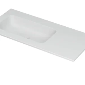 Lage Kosten Ink Aspekt meubelwastafel links 100x45cm - zonder kraangaten - Porselein mat wit