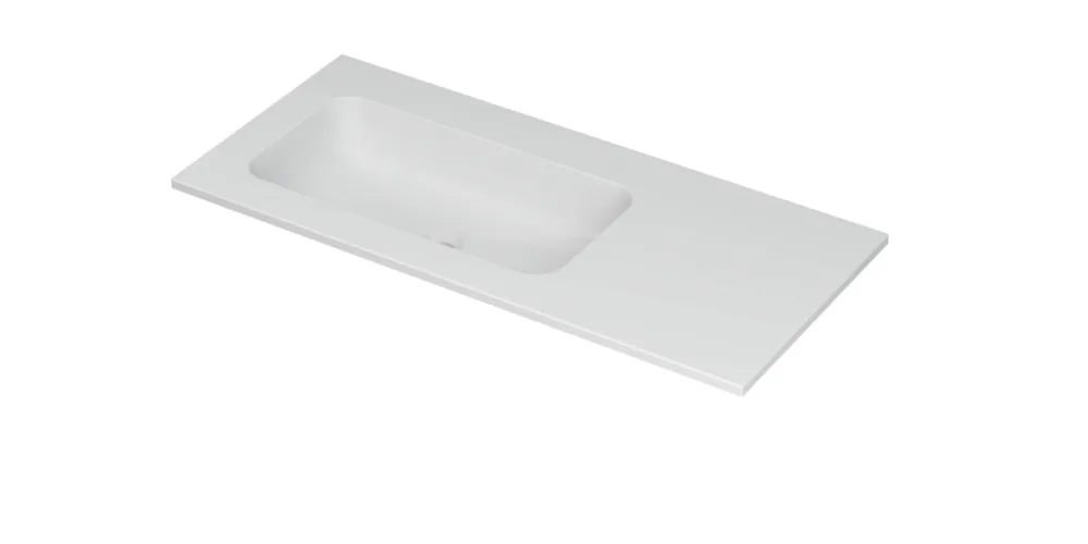 Lage Kosten Ink Aspekt meubelwastafel links 100x45cm - zonder kraangaten - Porselein mat wit