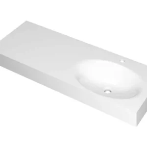 Seizoensaanbieding Ink Smooth Wastafel polystone rechts met 1 kraangat glans wit 1200x450x90mm (bxdxh)
