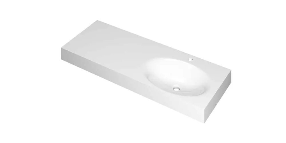 Seizoensaanbieding Ink Smooth Wastafel polystone rechts met 1 kraangat glans wit 1200x450x90mm (bxdxh)