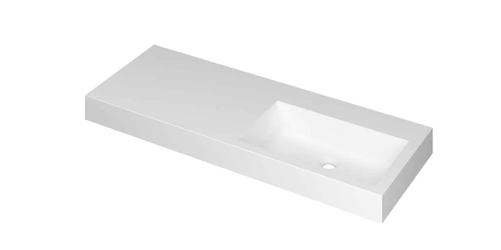 Ink Momento meubelwastafel rechts 120x45cm - zonder kraangat - Polystone mat wit Express Levering