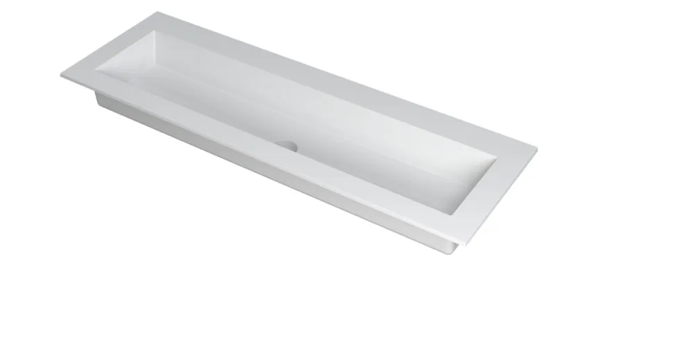 Snelle Levering Ink Kraft meubelwastafel 140x45cm - zonder kraangat - Polystone mat wit