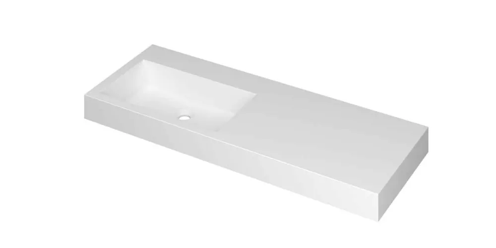 Meest Verkocht Ink Momento meubelwastafel links 120x45cm - zonder kraangat - Polystone mat wit