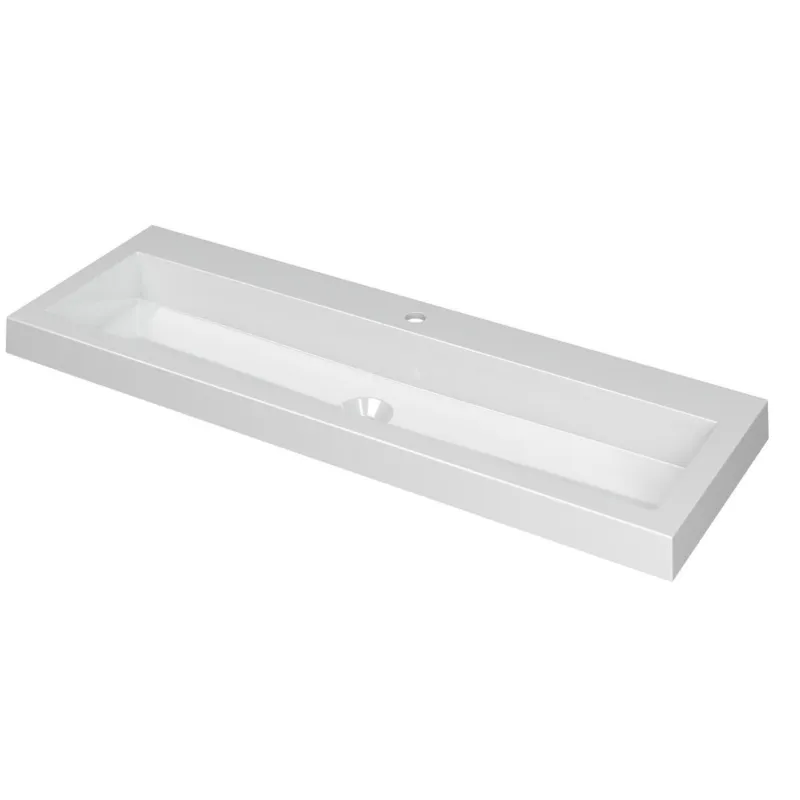Aanbieding Ink Dock Wastafel Polystone met 1 kraangat - Glans wit - 120x40 cm