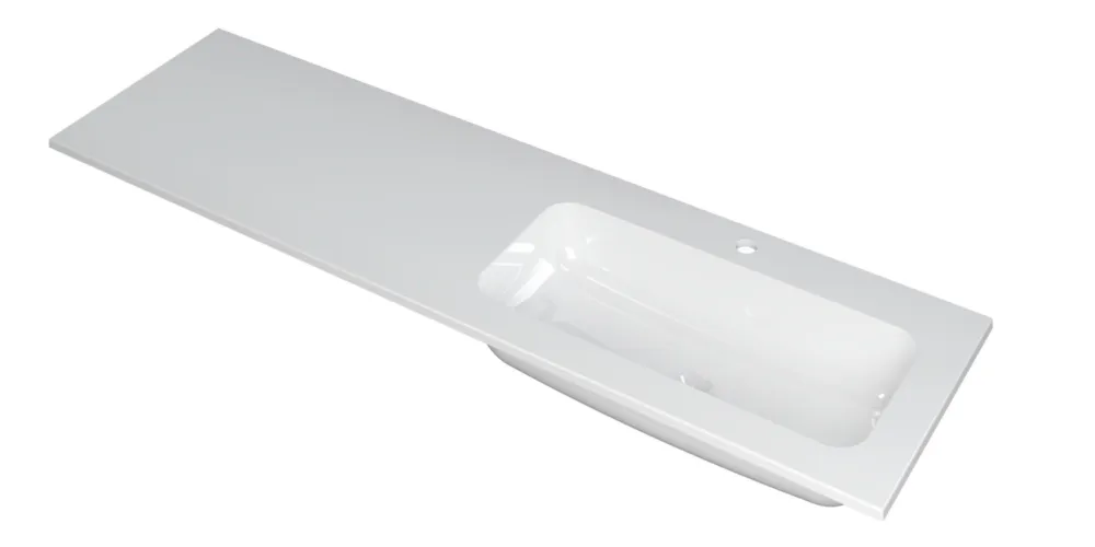 Koop Vandaag Ink Faktor Wastafel polystone rechts met 1 kraangat - Glans wit - 1600x450x15 mm (bxdxh)