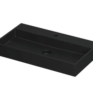 Ink United wastafel - Mat zwarte wastafel met kraangat - 80x45x11cm Weekendaanbieding