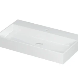 Hoge Kwaliteit Glans witte porseleinen wastafel - 80x45x11cm - 1 kraangat