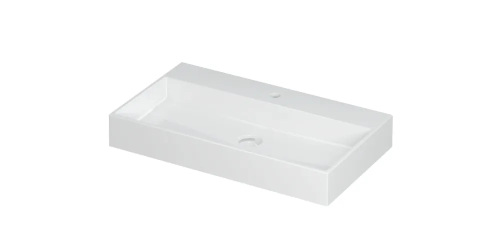 Hoge Kwaliteit Glans witte porseleinen wastafel - 80x45x11cm - 1 kraangat