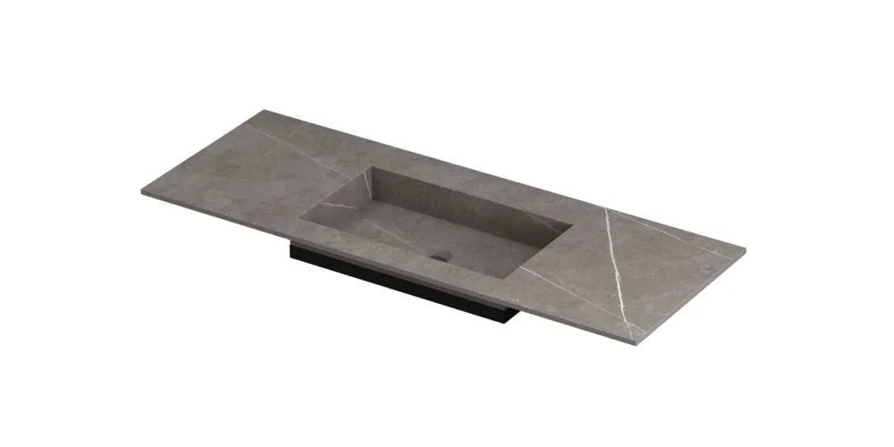 Ink Post Wastafel keramische slab envelop bak midden zonder kraangat - Armani grey mat - 1200x450x10 mm (bxdxh) Koop Vandaag