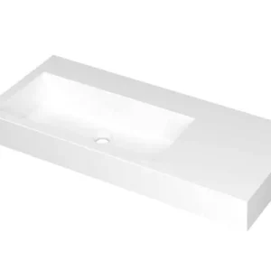 Ink Momento meubelwastafel links 100x45cm - zonder kraangat - Polystone mat wit Korting