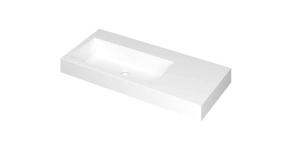 Ink Momento meubelwastafel links 100x45cm - zonder kraangat - Polystone mat wit Korting
