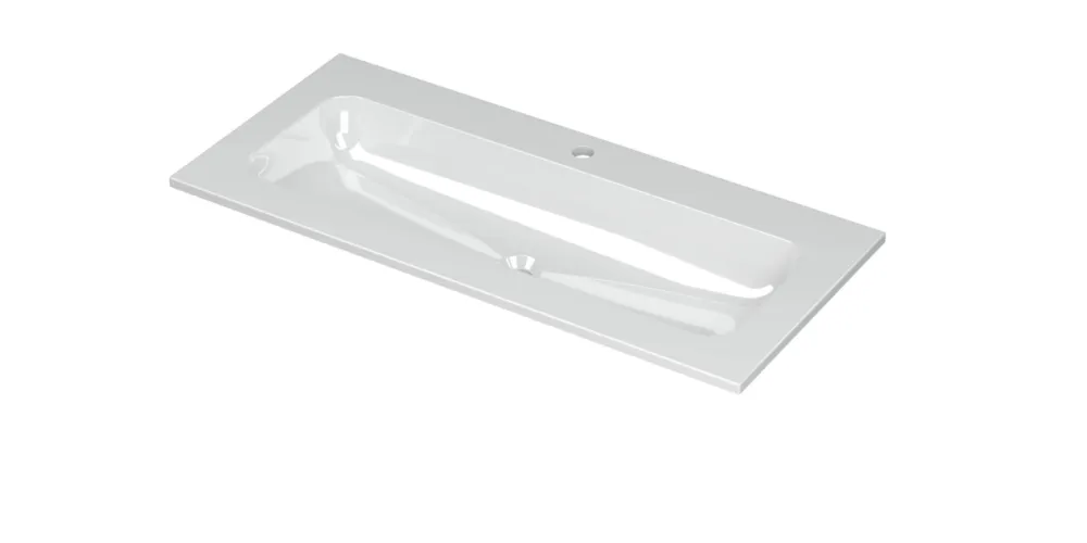 Express Levering Ink Aspekt meubelwastafel centraal 100x45cm - 1 kraangat - Porselein glans wit