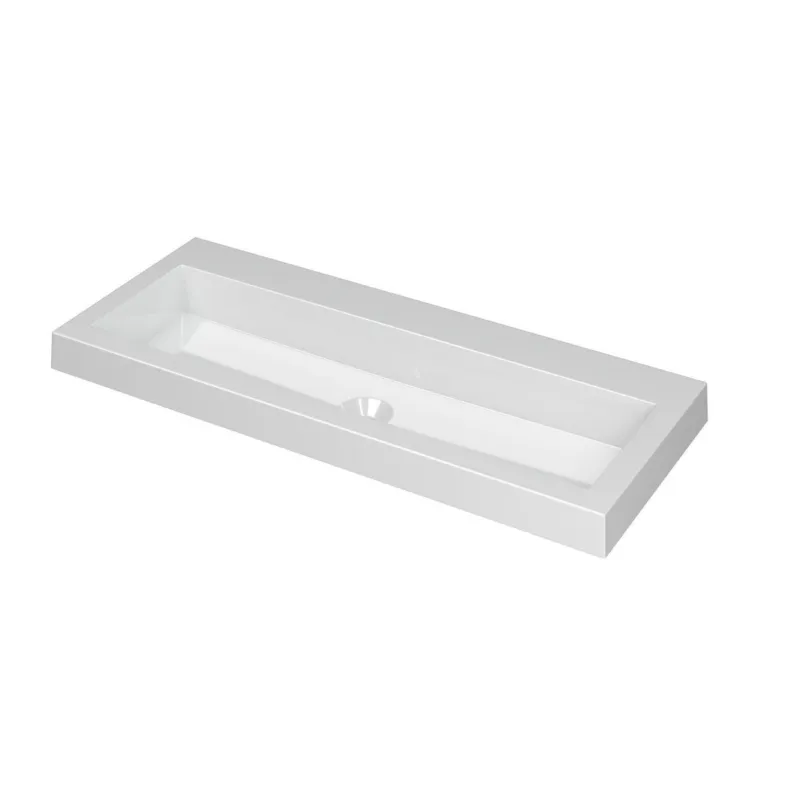 Direct Beschikbaar Ink Dock Wastafel Polystone zonder kraangat - Glans wit - 100x40 cm