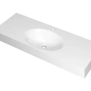 Nu Kopen Ink Smooth Wastafel polystone midden met 1 kraangat glans wit 1200x450x90mm (bxdxh)