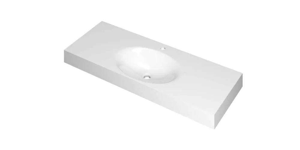 Nu Kopen Ink Smooth Wastafel polystone midden met 1 kraangat glans wit 1200x450x90mm (bxdxh)
