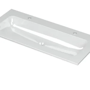 Bestseller Ink Aspekt meubelwastafel centraal 100x45cm - 2 kraangaten - Porselein glans wit