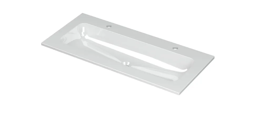 Bestseller Ink Aspekt meubelwastafel centraal 100x45cm - 2 kraangaten - Porselein glans wit