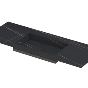 Ink Post Wastafel keramische slab envelop bak midden zonder kraangat - Lauren black mat - 1200x450x10 mm (bxdxh) Seizoensaanbieding
