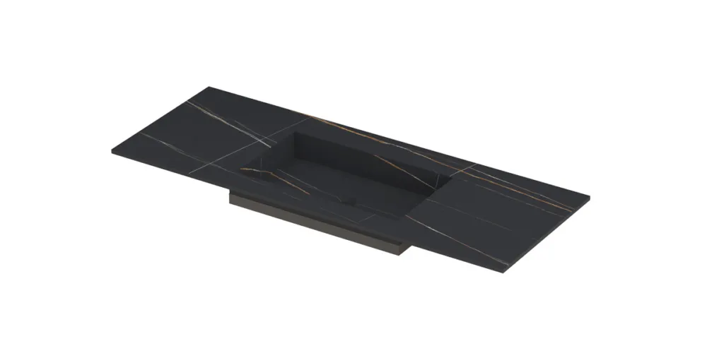 Ink Post Wastafel keramische slab envelop bak midden zonder kraangat - Lauren black mat - 1200x450x10 mm (bxdxh) Seizoensaanbieding