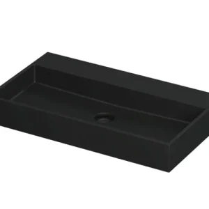 Op = Op Ink United wastafel - Porseleinen wastafel zonder kraangat - mat zwart - 80x45x11cm