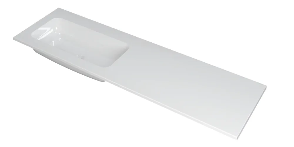 Ink Faktor Wastafel polystone links zonder kraangat - Glans wit - 1600x450x15 mm (bxdxh) Actieprijs