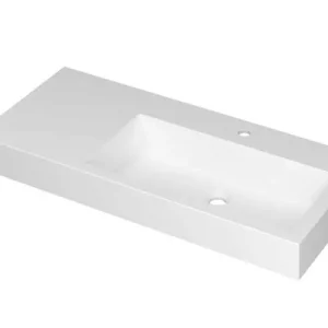 Beste Prijs Ink Momento meubelwastafel rechts 100x45cm - zonder kraangat - Polystone mat wit