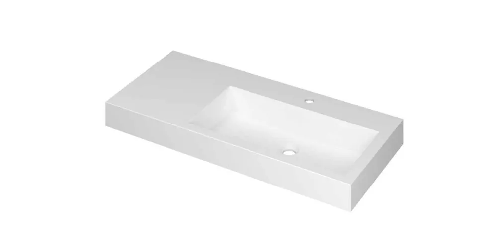 Beste Prijs Ink Momento meubelwastafel rechts 100x45cm - zonder kraangat - Polystone mat wit