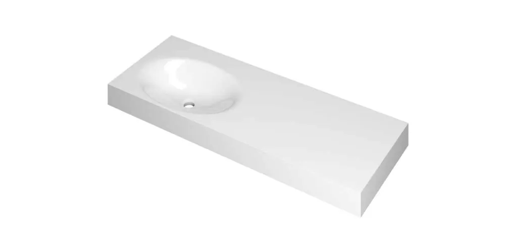 Gratis Retour Ink Smooth Wastafel polystone links zonder kraangat glans wit 1200x450x90mm (bxdxh)