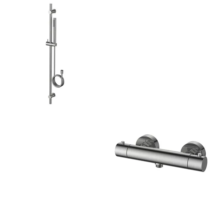 Bestseller Regn glijstangset met thermostaat geborsteld nikkel PVD