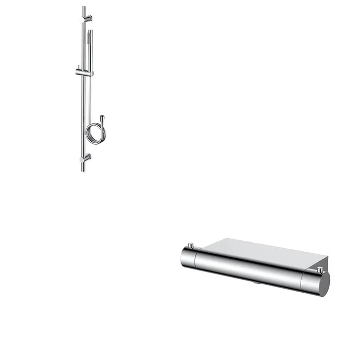 Regn glijstangset + thermostaat met planchet chroom Flitsaanbieding