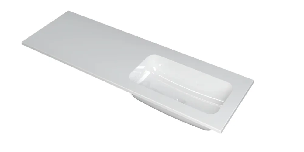 Ink Faktor Wastafel polystone rechts zonder kraangat - Glans wit - 1400x450x15 mm (bxdxh) Hoge Kwaliteit