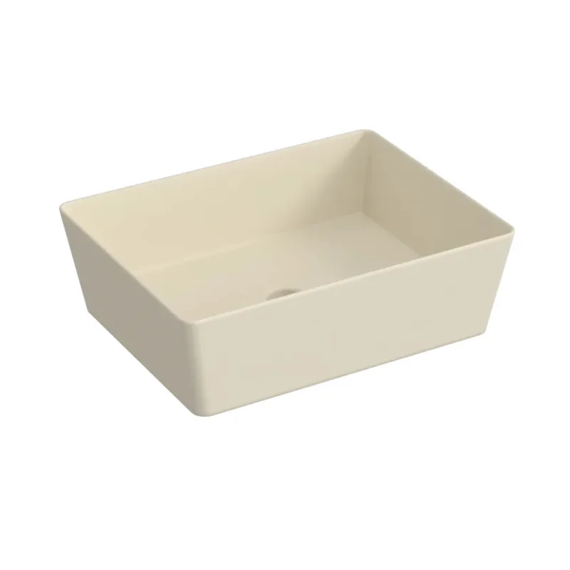 Rechtstreeks Van De Fabrikant Blinq Couleur opzetwastafel rechthoekig 50x38cm - ivoor