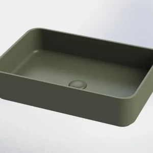 Blinq Lement opzetwastafel afgerond 56,5x37,5x13 mat groen Finale Uitverkoop