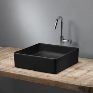 Uitverkoop Blinq Ispra opzetwastafel vierkant 36x36cm mat zwart