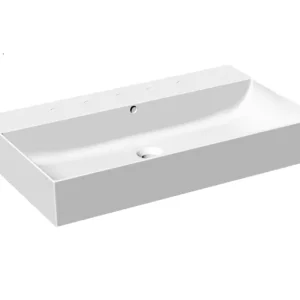 Blinq Couleur opzetwastafel 80x46,5cm rechthoekig met kraangat - Wit mat Dagaanbieding