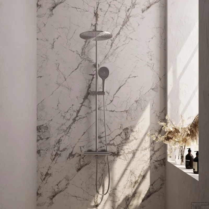 Regendouche Brauer Brushed Showerpipe Met Thermostaat 30cm 3 Standen Geborsteld RVS Voordeelprijs