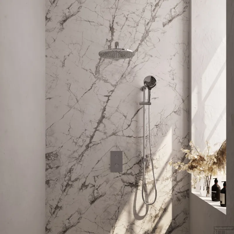 Laatste Versie Inbouw Regendouche Set Brauer Chrome Edition Wanduitloop Ronde Hoofddouche 30 cm Met Glijstang en Handdouche 3 Standen