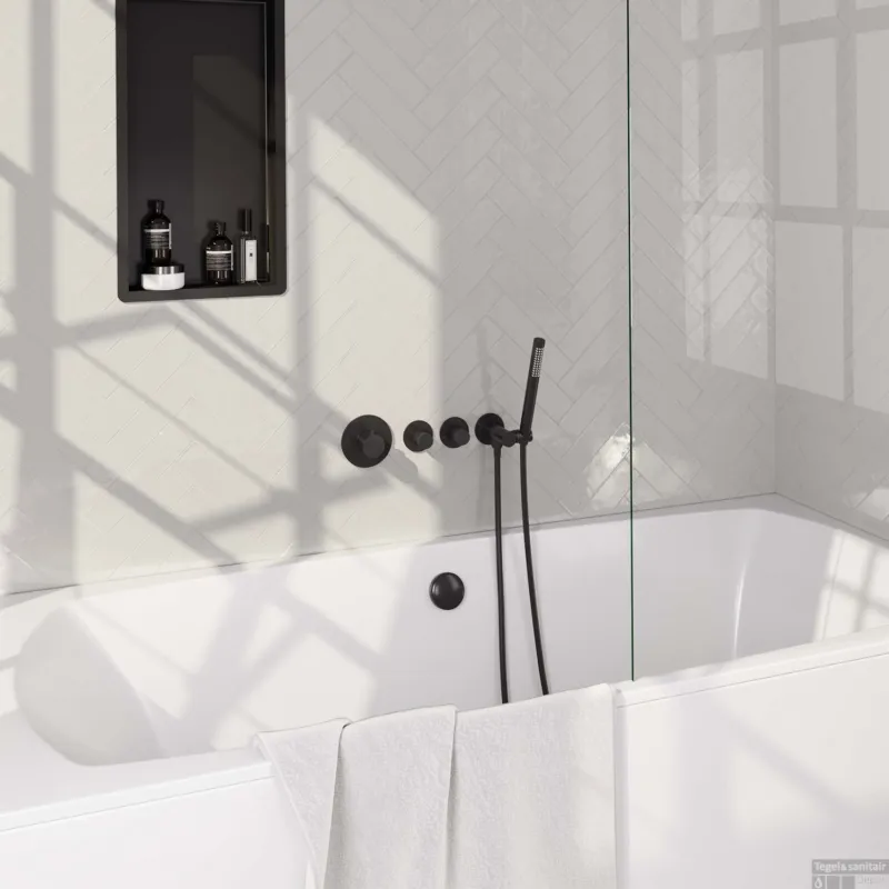 Hoge Kwaliteit Inbouwthermostaat set Brauer Black Edition Incl Badafvoer Mat Zwart (Keuze Handdouche)