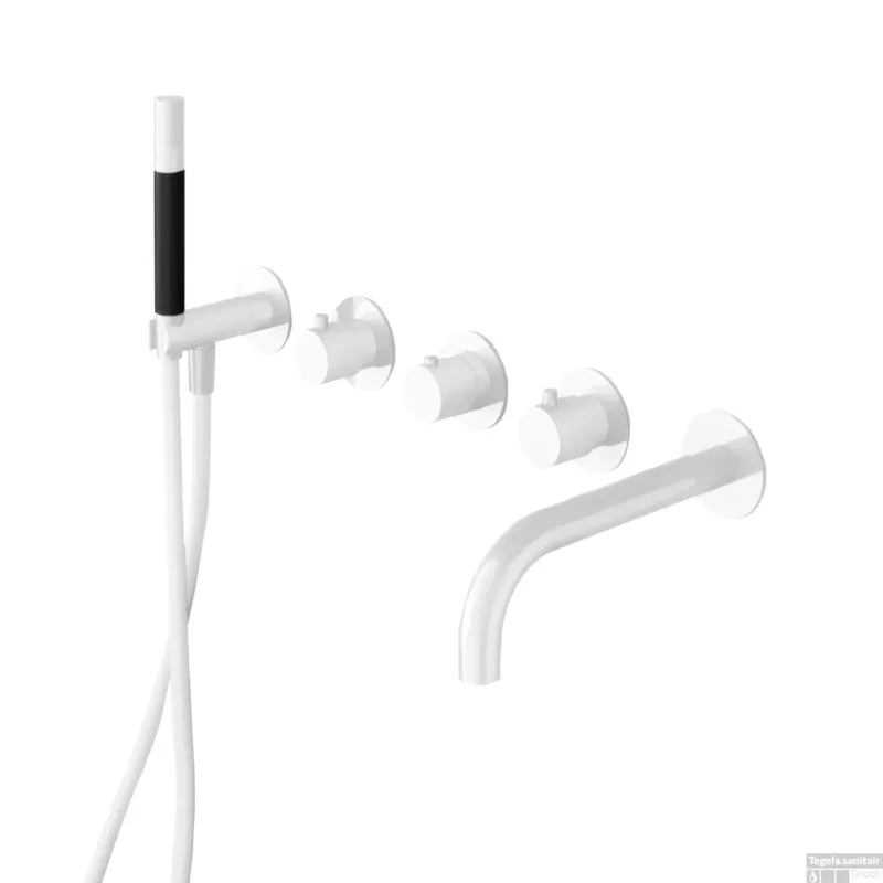 Badthermostaat Hotbath Cobber Inbouw Met Uitloop 2 Stopkranen Mat Wit (excl. inbouwdeel) Betrouwbaar