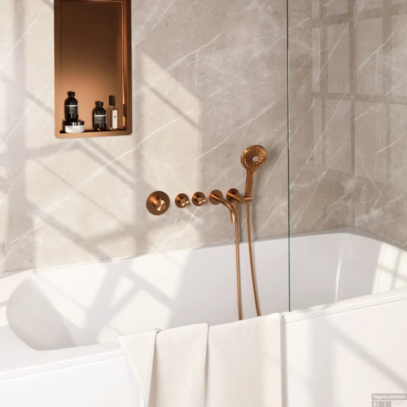 Snelle Levering Inbouwthermostaatset Brauer Copper Incl Baduitloop en 3 Standen Handdouche Koper