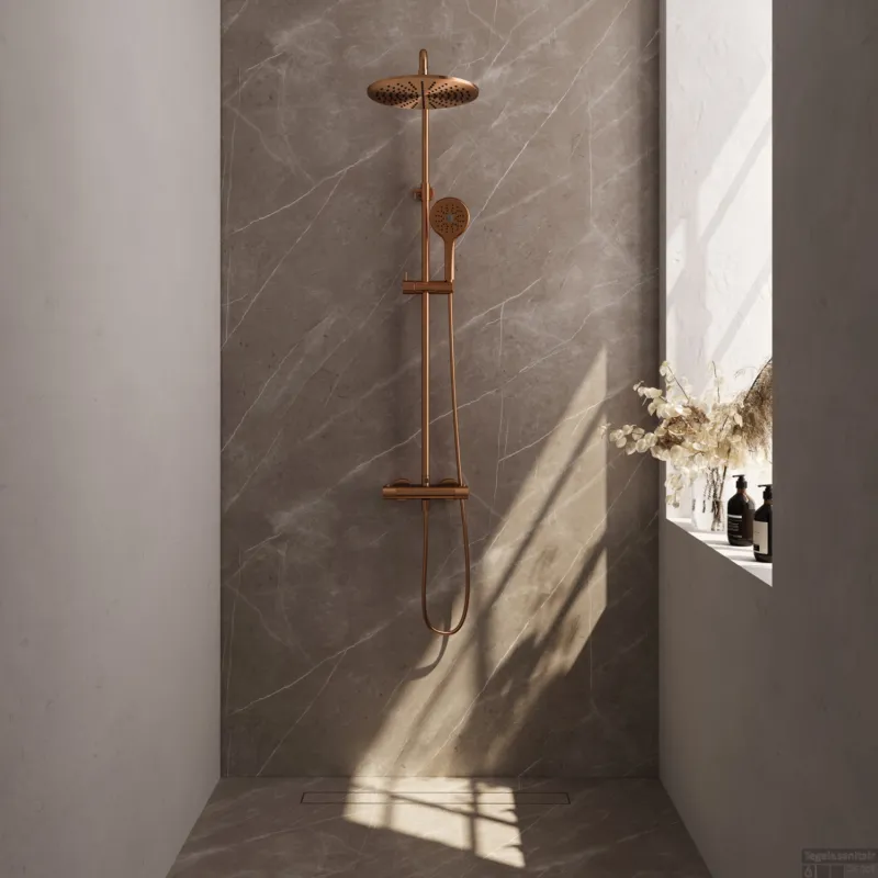 Regendoucheset Opbouw Brauer Copper Carving 30 cm Thermostatisch met Handdouche 3-Standen Geborsteld Koper Hoge Kwaliteit