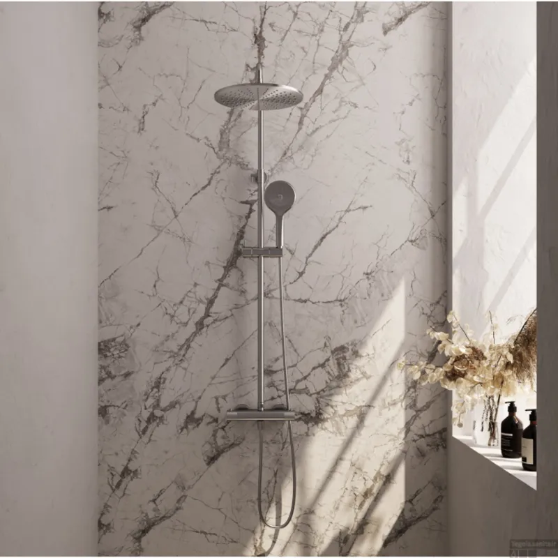 Regendoucheset Opbouw Brauer Brushed Carving 30 cm Thermostatisch met Handdouche 3-Standen Geborsteld RVS Laatste Kans