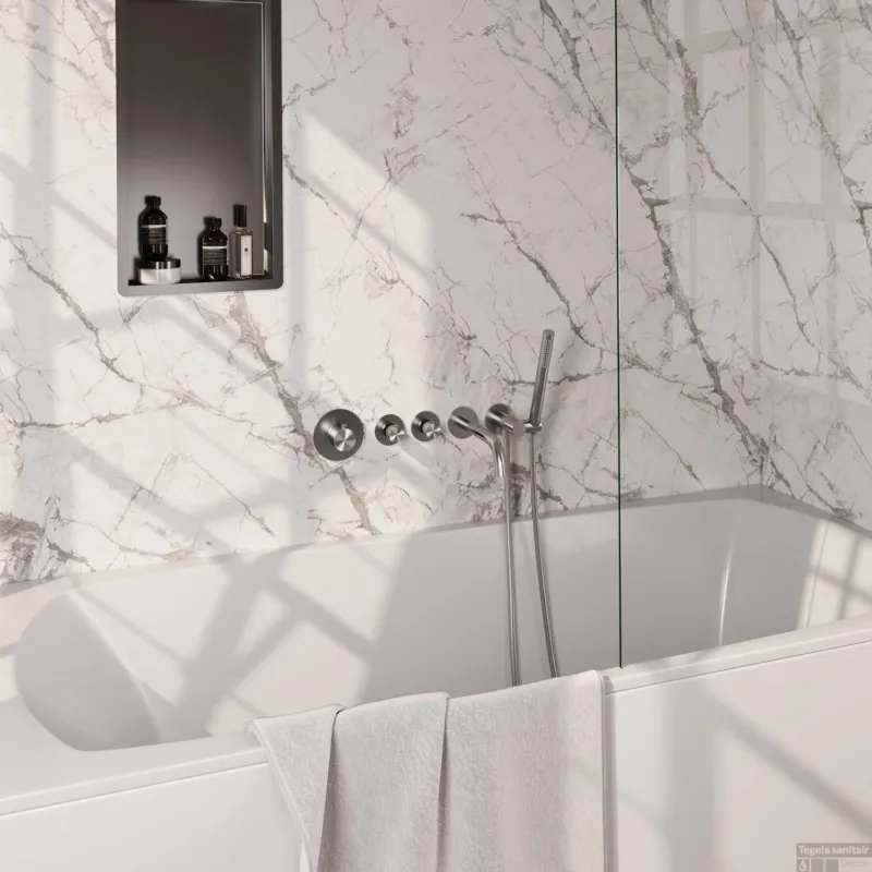 Fabrieksprijs Inbouwthermostaat set Brauer Brushed Edition Met Rozetten Incl Baduitloop Geborsteld RVS (Keuze Handdouche)