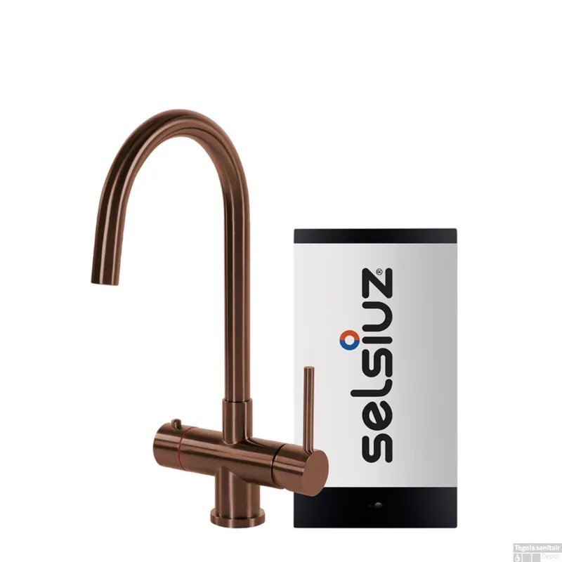 Weekendaanbieding Kokendwaterkraan Selsiuz Steel Rond Copper Inclusief Combi Extra Boiler